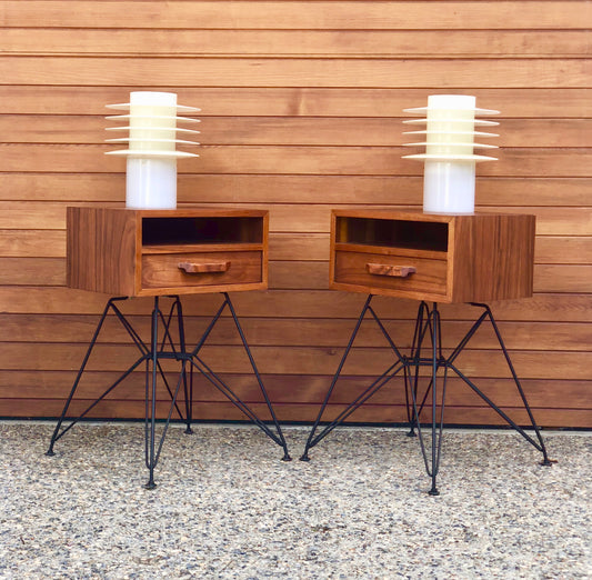 RARE PAIR ATOMIC RING TABLE LAMPS