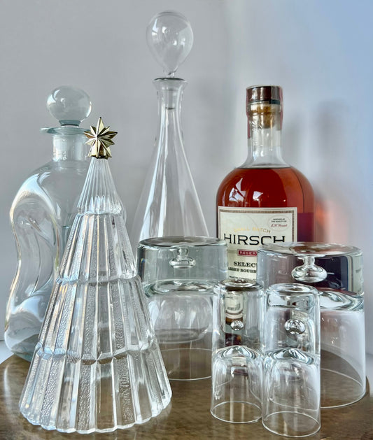 CHOICE OF 5 FESTIVE PRESSED GLASS HOLIDAY TREE WITH STAR TOPPER VINTAGE MID CENTURY DECOR