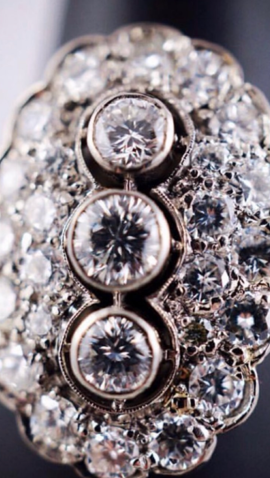 SUSPENDED WHILE SEEK UPDATED APPRAISAL on the PRECIOUS METALS/INQUIRE WITH INTEREST/  ART DECO PLATINUM & 18K WHITE GOLD DIAMOND RING, SIZE 8 SOLD w/ APPRAISAL