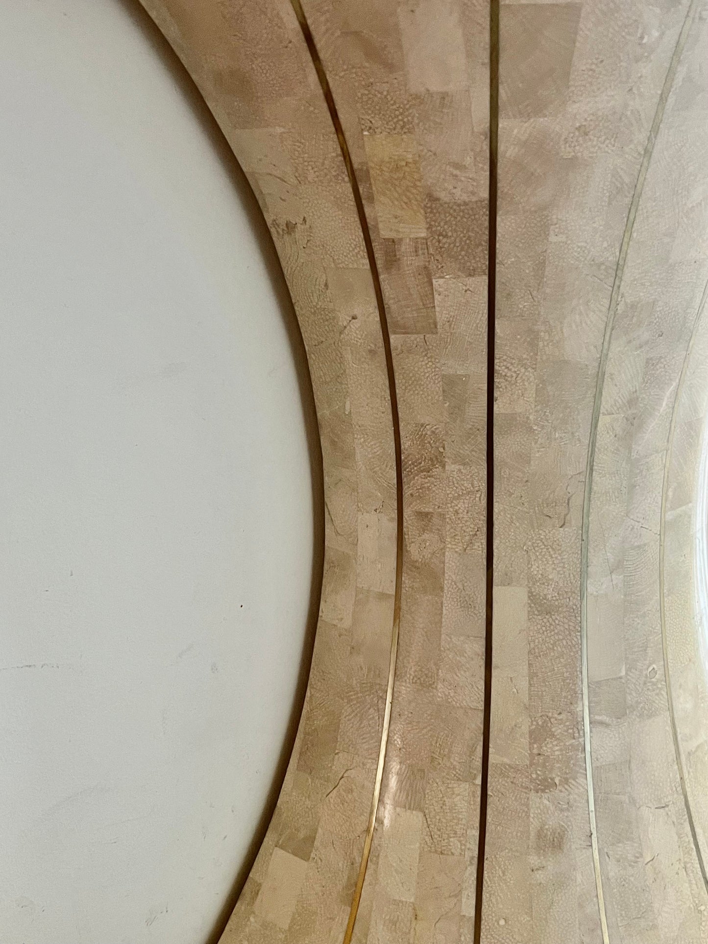 FUN CURVY CONSOLE TABLE ENTRYWAY WITH INLAID BRASS DETAILING