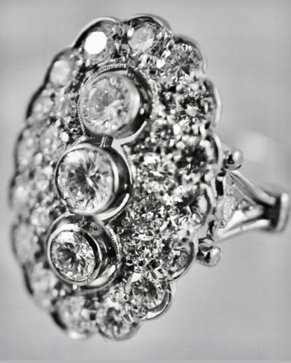 SUSPENDED WHILE SEEK UPDATED APPRAISAL on the PRECIOUS METALS/INQUIRE WITH INTEREST/  ART DECO PLATINUM & 18K WHITE GOLD DIAMOND RING, SIZE 8 SOLD w/ APPRAISAL
