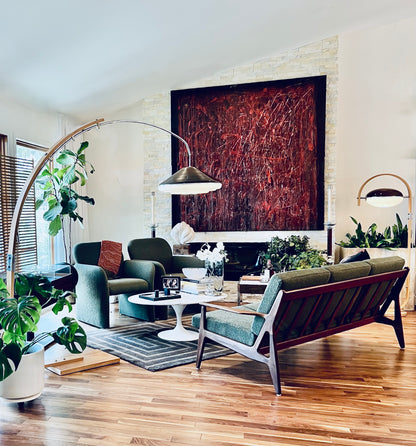 ARNE VODDER for VAMO SODERBERG MOBELFABRIK DENMARK 1950s 1960s 3 SEATER SOLID TEAK WOOD FRAME SCULPTURAL  SOFA COUCH