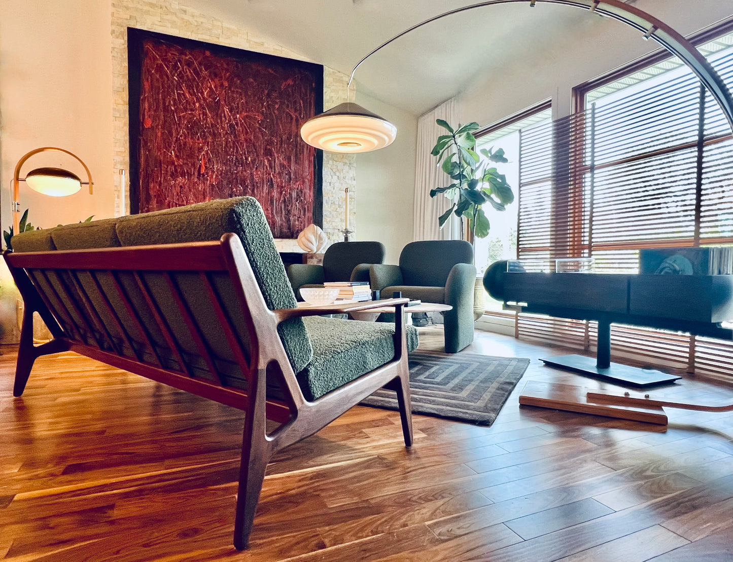 ARNE VODDER for VAMO SODERBERG MOBELFABRIK DENMARK 1950s 1960s 3 SEATER SOLID TEAK WOOD FRAME SCULPTURAL  SOFA COUCH