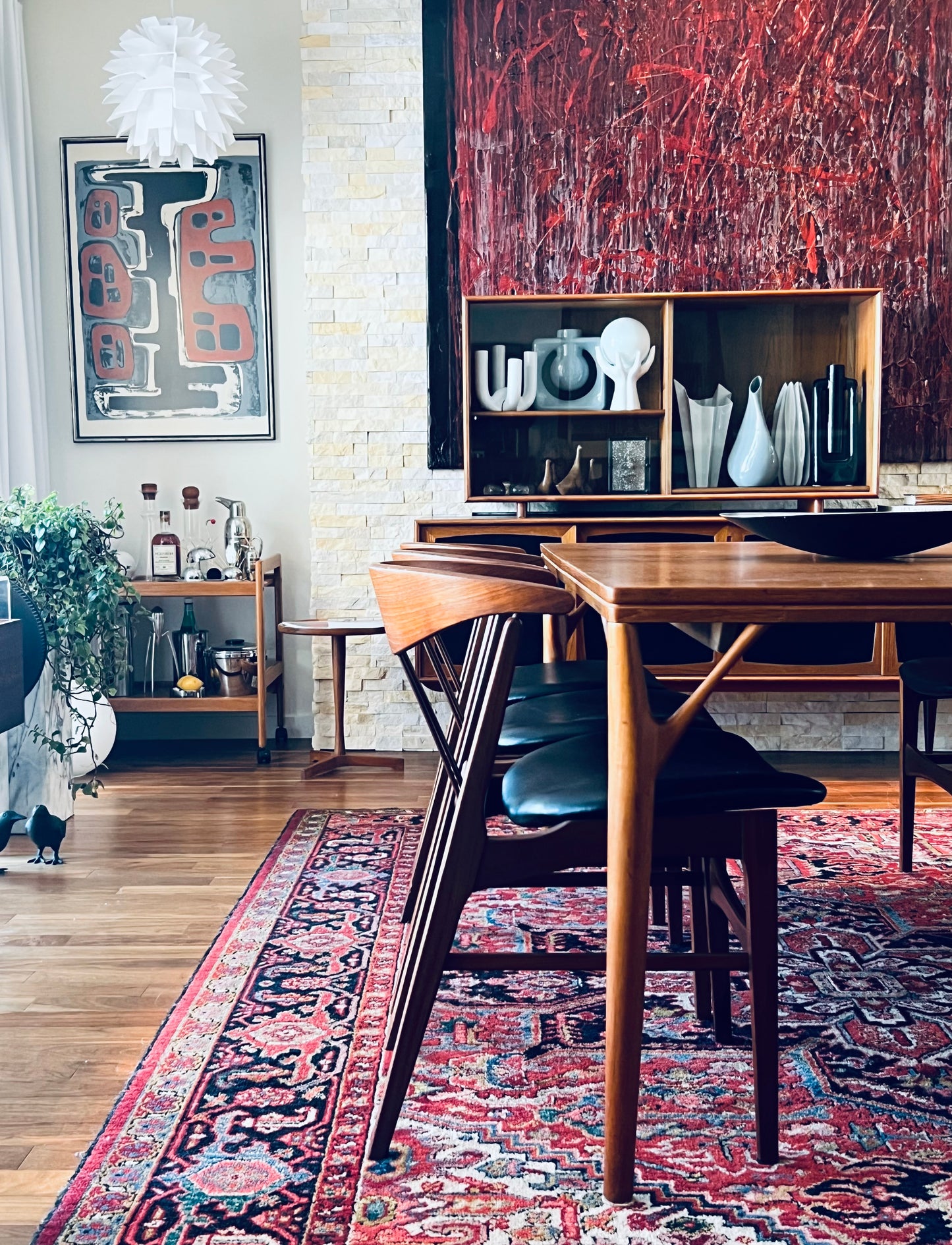 DANISH TEAK SOLID AFROMOSIA REFRESHED & REUPHOLSTERED HIGHLY SCULPTURAL MID CENTURY MODERN 1060s DINING CHAIRS