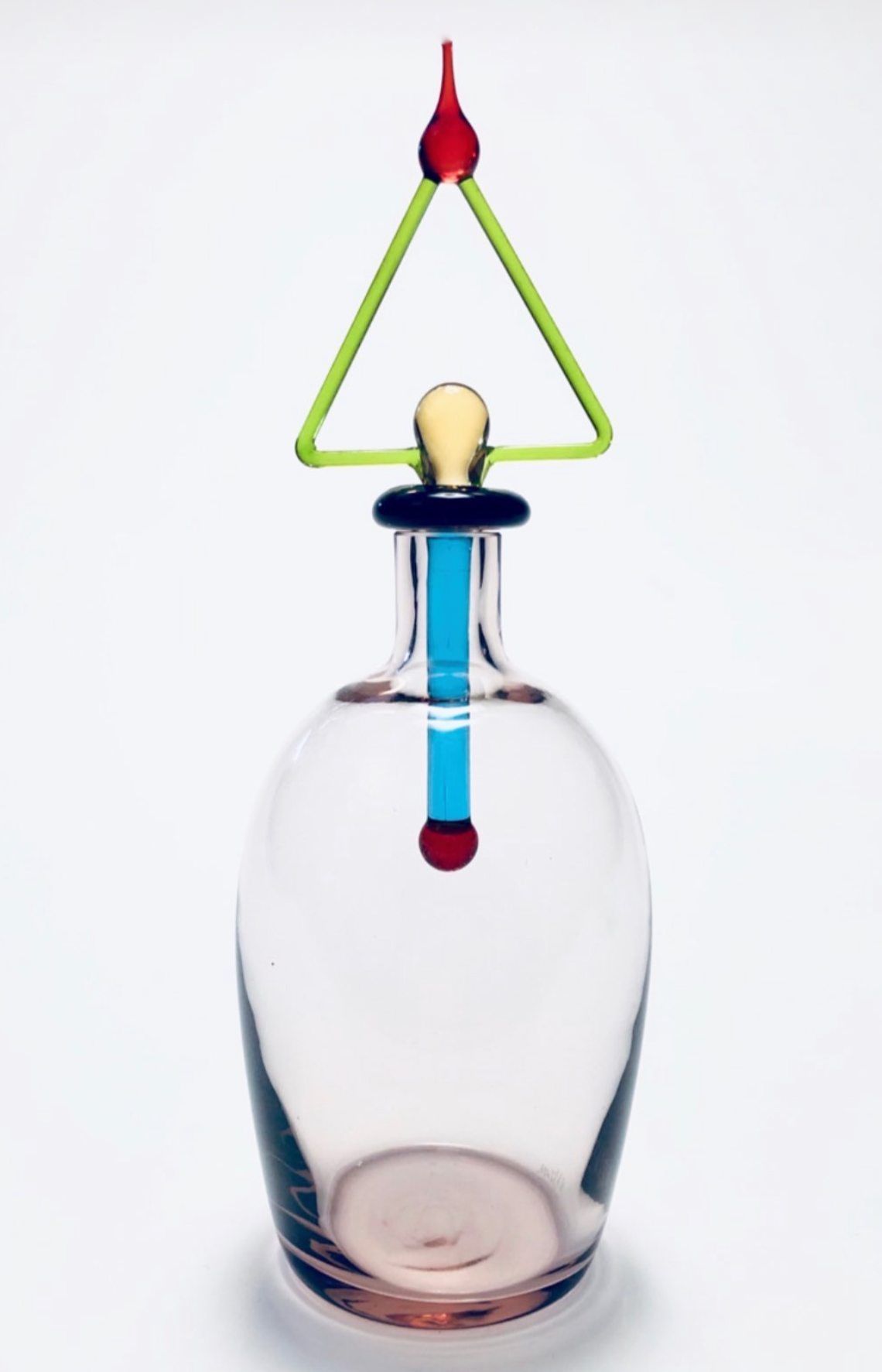 ITALIAN GLASS HAND-BLOWN PERFUME DECANTER SET MURANO MEMPHIS ERA PAIR