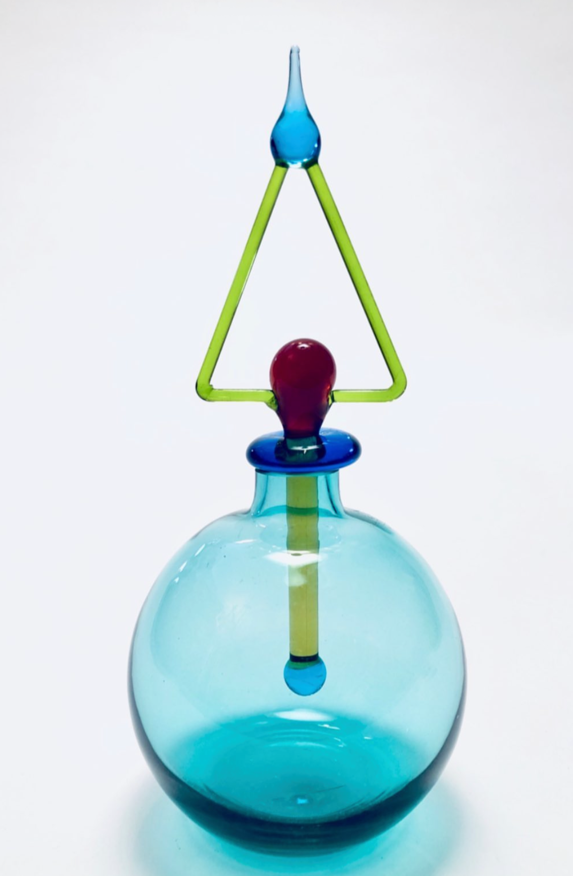 ITALIAN GLASS HAND-BLOWN PERFUME DECANTER SET MURANO MEMPHIS ERA PAIR