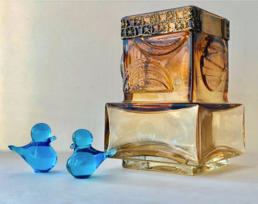 RIIHIMAKI KUMELA AMBER GLASS VASE w/ PENTTI SARPANEVA CAST BRONZE