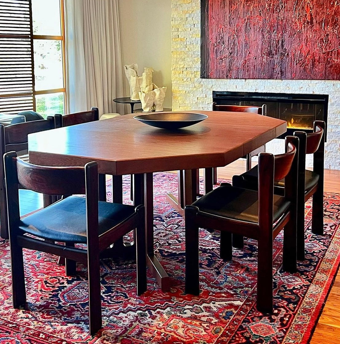 OCTAGONAL TEAK DINING TABLE WITH 2 EXTENSION LEAVES