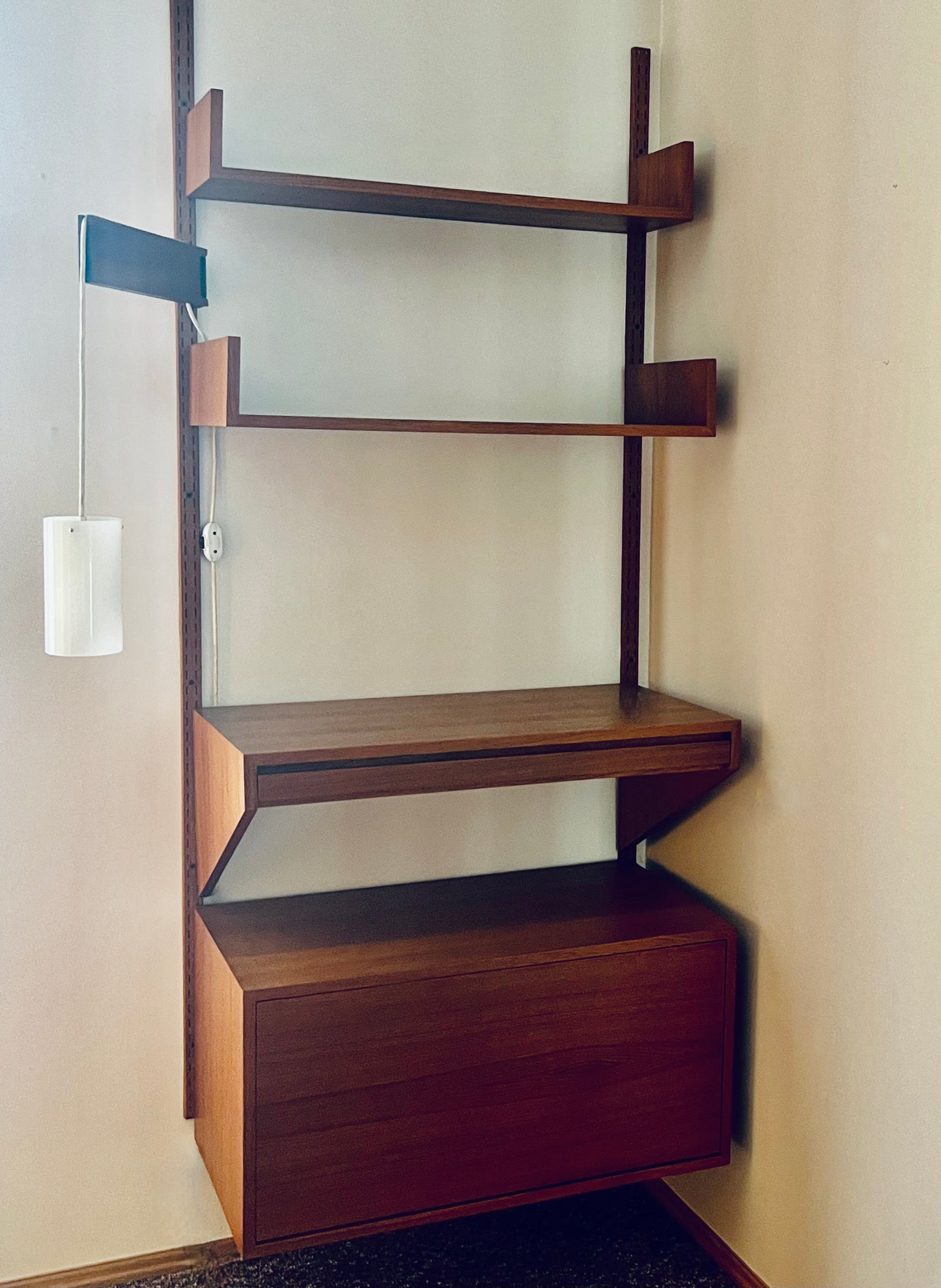 REFF MODULAR TEAK WALL SYSTEM SINGLE BAY WITH STORAGE and SHELVING