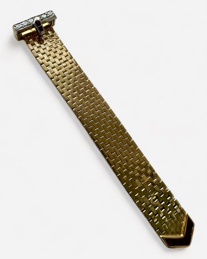 SUSPENDED WHILE SEEK UPDATED APPRAISAL on the PRECIOUS METALS/INQUIRE WITH INTEREST/  YELLOW GOLD & PLATINUM MESH CARTIER STYLE BELT RING NATURAL RUBY & DIAMONDS ADJUSTABLE SIZE