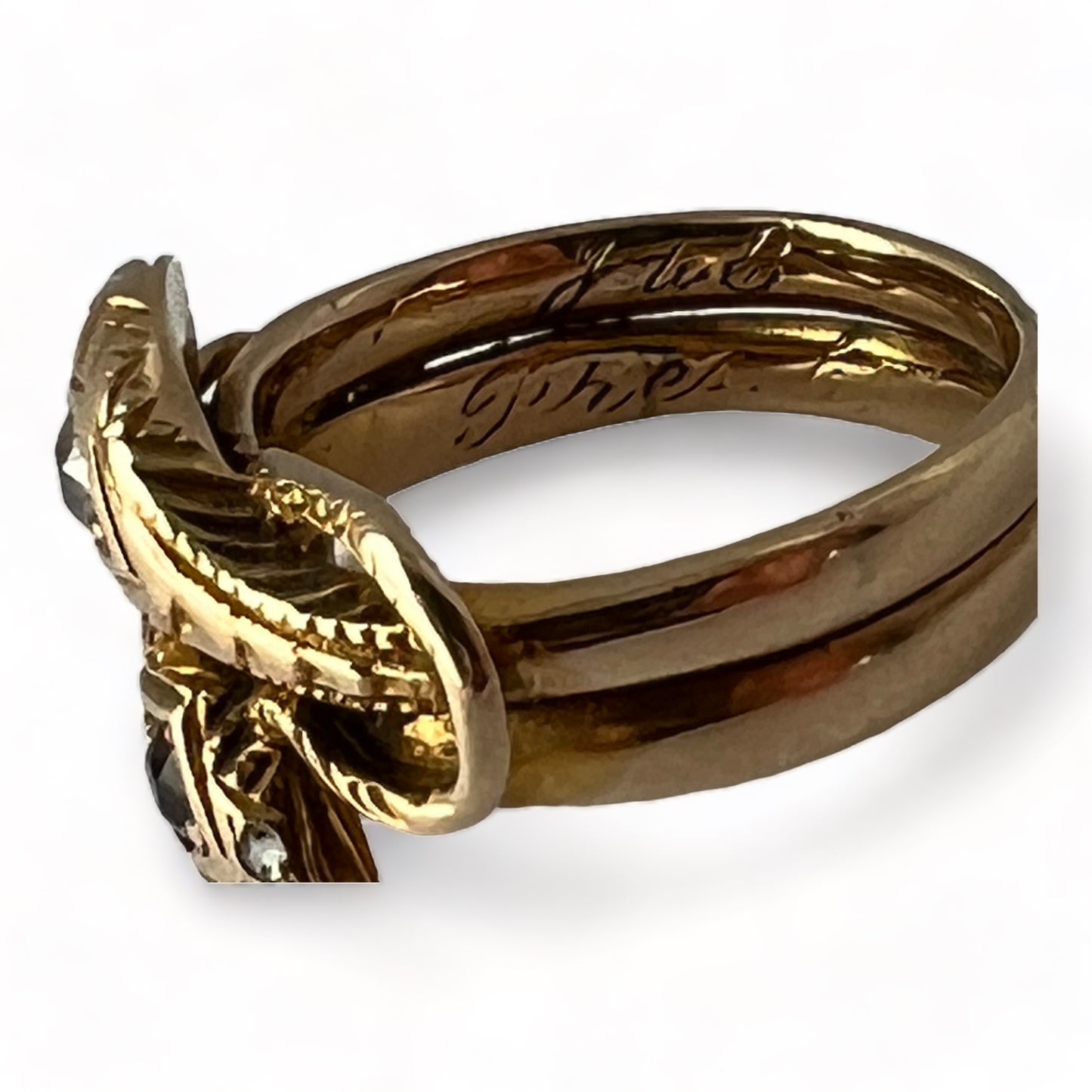 SUSPENDED WHILE SEEK UPDATED APPRAISAL on the PRECIOUS METALS/INQUIRE w/ INTEREST/ EDWARDIAN/ VICTORIAN DOUBLE SNAKE LOVE/ETERNITY OUROBOROS GOLD RING