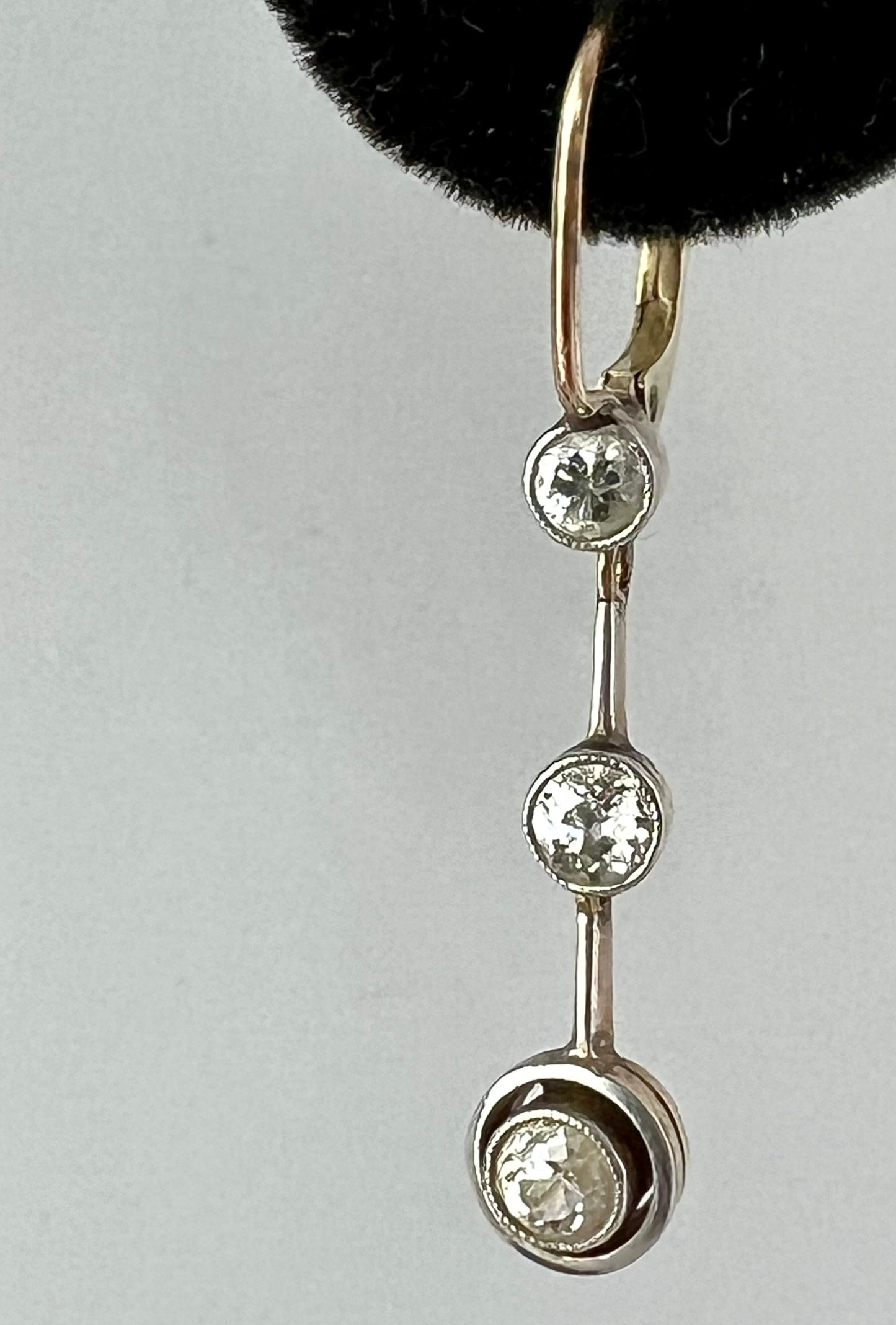 ESTATE 14CT GOLD & DIAMOND EARRINGS w/EURO BACKS SOLD w/ APPRAISAL