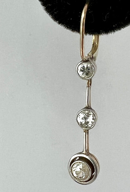 ESTATE 14CT GOLD & DIAMOND EARRINGS w/EURO BACKS SOLD w/ APPRAISAL