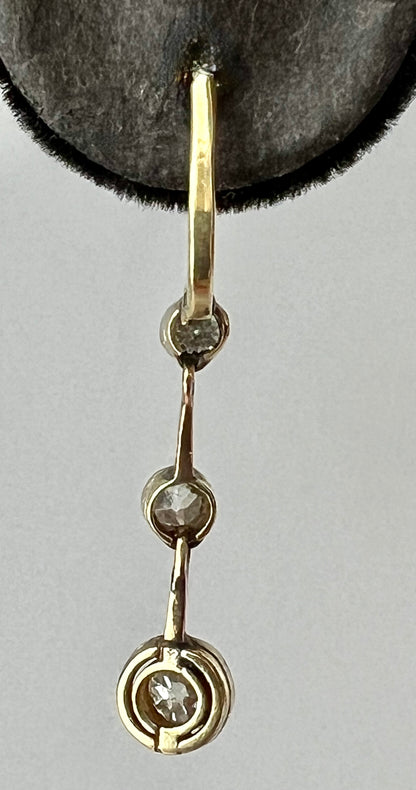 ESTATE 14CT GOLD & DIAMOND EARRINGS w/EURO BACKS SOLD w/ APPRAISAL