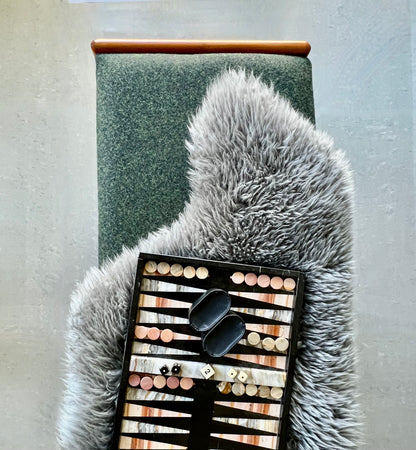 MADE in DENMARK by VAMDRUP STOLEFABRIK LONG TEAK BENCH w/ FRESH MAHARAM KVADRAT COMMERICAL GRADE MOSSY GREEN WOOL FLANNEL UPHOLSTERY/VANDRUPSTOLEFABRIK