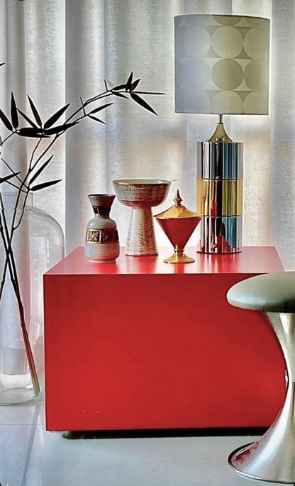 POSTMODERN RED ROLLING CUBE COFFEE/ SIDE/ CORNER TABLE