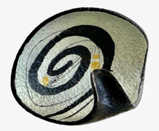 VINTAGE MID CENTURY WEST GERMAN RUSCHA 'DOMINO' CERAMIC DISH DECOR DESIGNED BY CILLI WÖRSDÖRFER FORM #417/2 1950s MODERNIST