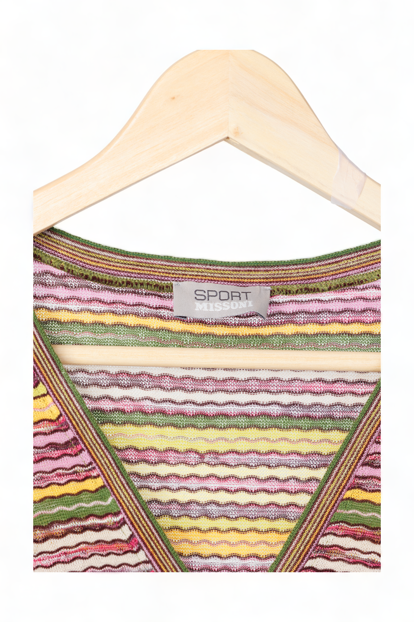 MISSONI SPORT STRIPE KNIT DEEP V NECK LONG SLEEVE MINI DRESS