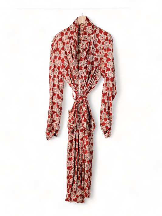 RARE FABULOUS SEXY UNISEX 1940S SMOKING JACKET SLINKY RAYON DRESSING GOWN ROBE PLAYING CARDS/POKER MOTIF
