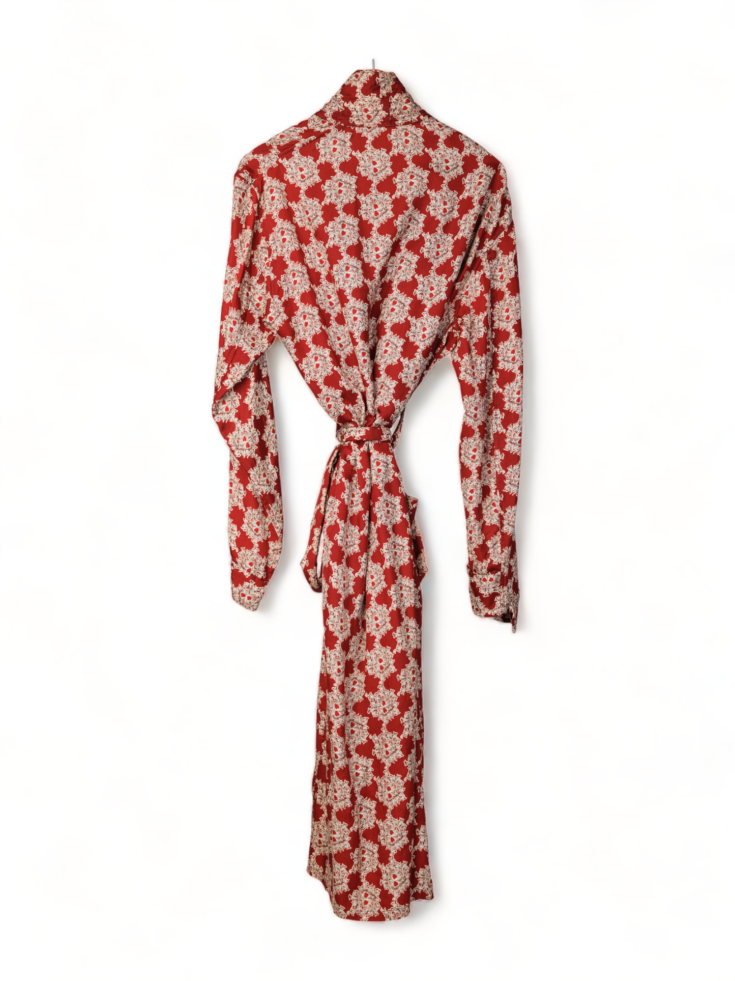RARE FABULOUS SEXY UNISEX 1940S SMOKING JACKET SLINKY RAYON DRESSING GOWN ROBE PLAYING CARDS/POKER MOTIF