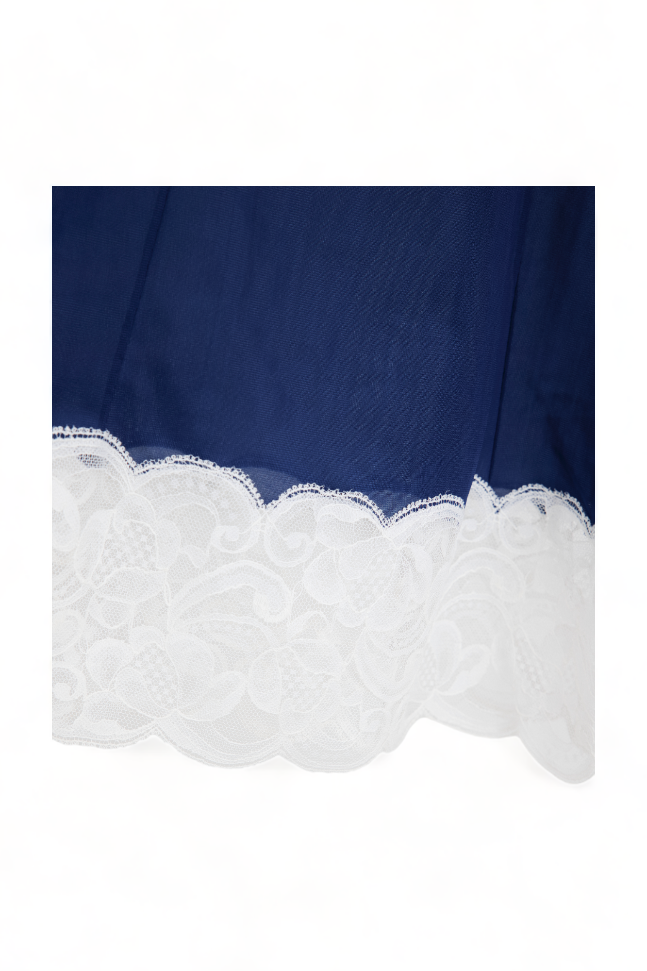 VINTAGE GORGEOUS DEEP BLUE FABELNYL SLIP w/ WHITE LACE DETAIL PINUP DRESS LINGERIE NIGHTIE
