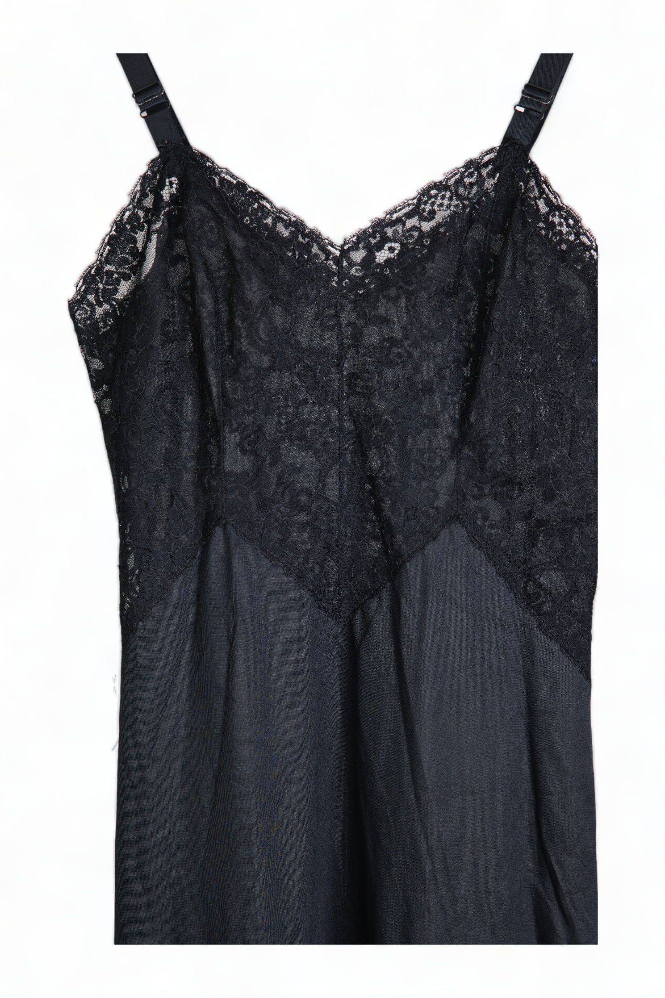 PINUP LINGERIE VINTAGE BLACK LACE FRONT SLIP