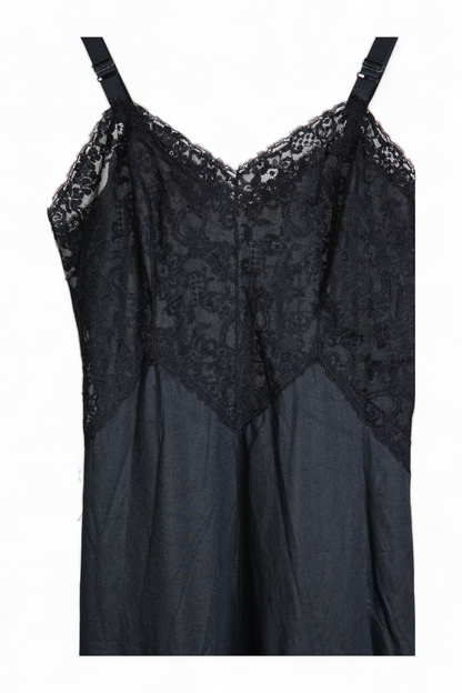 PINUP LINGERIE VINTAGE BLACK LACE FRONT SLIP