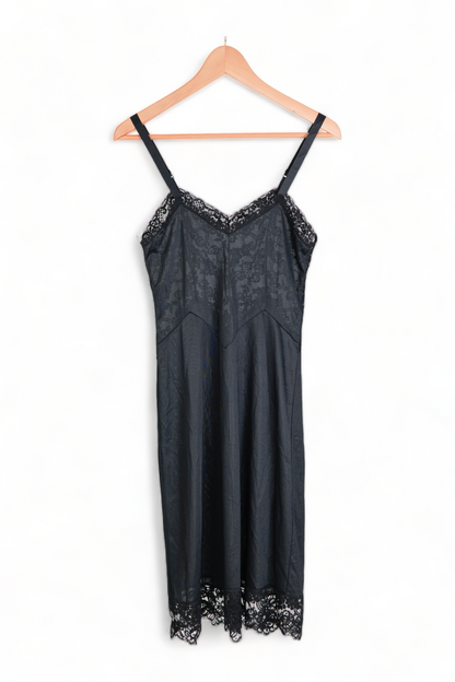 PINUP LINGERIE VINTAGE BLACK LACE FRONT SLIP