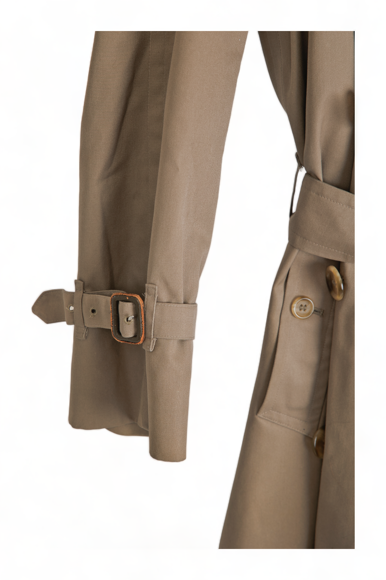 ICONIC VINTAGE BURBERRY PRORSUM OLIVE-TAN HAYMARKET PLAID DOUBLE BREASTED TRENCH COAT