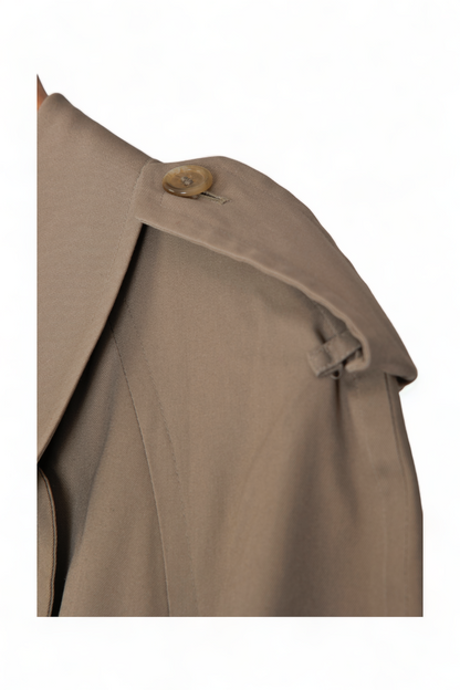 ICONIC VINTAGE BURBERRY PRORSUM OLIVE-TAN HAYMARKET PLAID DOUBLE BREASTED TRENCH COAT