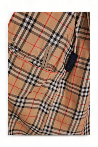 ICONIC VINTAGE BURBERRY PRORSUM OLIVE-TAN HAYMARKET PLAID DOUBLE BREASTED TRENCH COAT