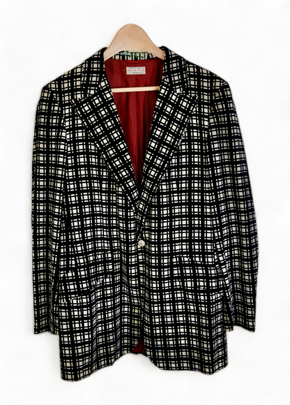 BLACK & WHITE ALEXANDER SHIELD COTTON VELVET SUIT JACKET EVENING SMOKING JACKET