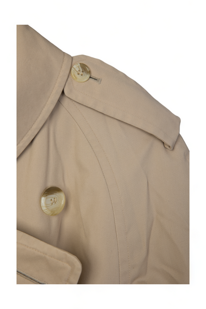ICONIC VINTAGE BURBERRY HAYMARKET PLAID PRORSUM LIGHT TAN DOUBLE BREASTED TRENCH COAT