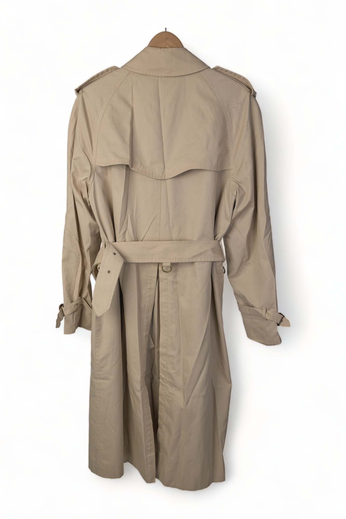 ICONIC VINTAGE BURBERRY HAYMARKET PLAID PRORSUM LIGHT TAN DOUBLE BREASTED TRENCH COAT