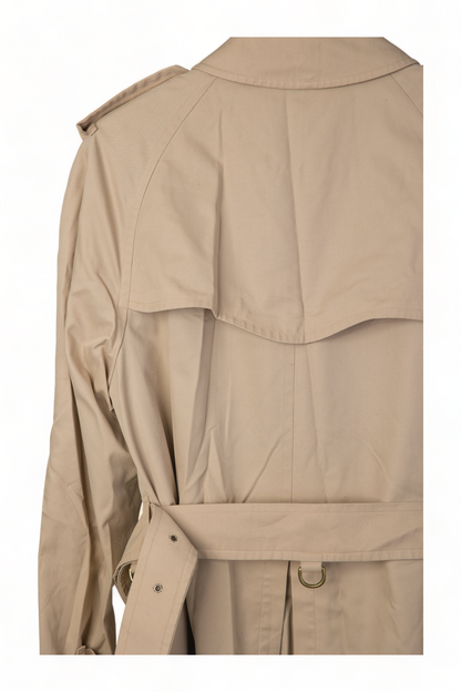 ICONIC VINTAGE BURBERRY HAYMARKET PLAID PRORSUM LIGHT TAN DOUBLE BREASTED TRENCH COAT