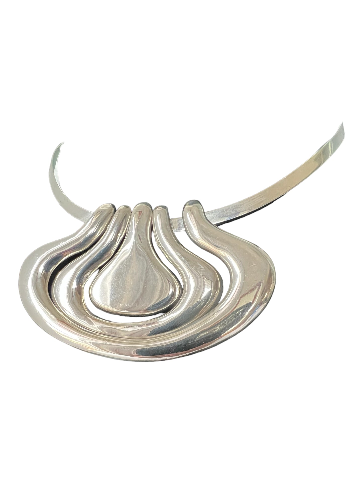 STERLING SILVER LARGE MODERNIST GRAPHIC MODULAR MULTI LOOK PENDANT