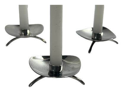 COHR ALTA VINTAGE DANISH MODERN DESIGN SILVER-PLATED CANDLESTICK HOLDERS - SET OF 3