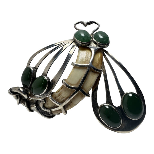 BIG MODERNIST STUDIO SIGNED ART BROOCH STERLING SILVER ART NOUVEAU STYLE PIN