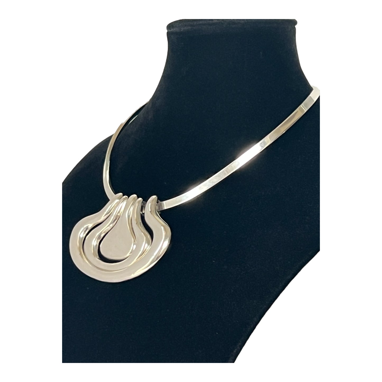 STERLING SILVER LARGE MODERNIST GRAPHIC MODULAR MULTI LOOK PENDANT