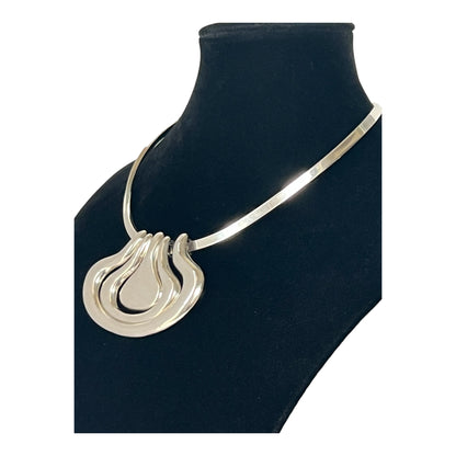 STERLING SILVER LARGE MODERNIST GRAPHIC MODULAR MULTI LOOK PENDANT