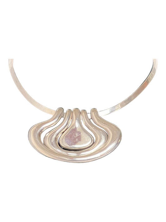 STERLING SILVER LARGE MODERNIST GRAPHIC MODULAR MULTI LOOK PENDANT