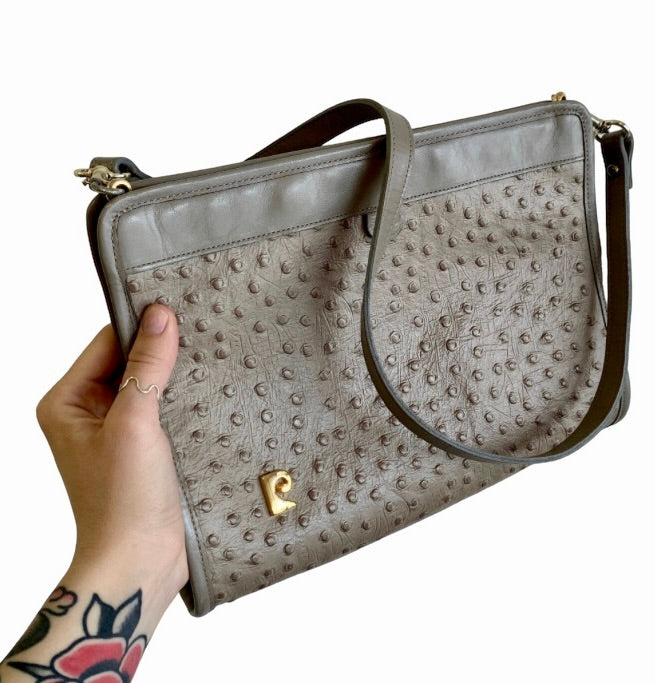 ICONIC FRENCH DESIGNER PIERRE CARDIN LEATHER CLUTCH PURSE HANDBAG W/ REMOVABLE STRAPS