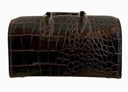 VINTAGE EMBOSSED LEATHER COWHIDE UPJOHN  DOCTORS BAG PURSE SMALL CASE