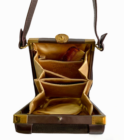 VINTAGE BRONZE LEATHER & WOOL 'ORIGINAL DUETTE' by MAYCRAFT of CALIFORNIA 1940'S HANDBAG PURSE