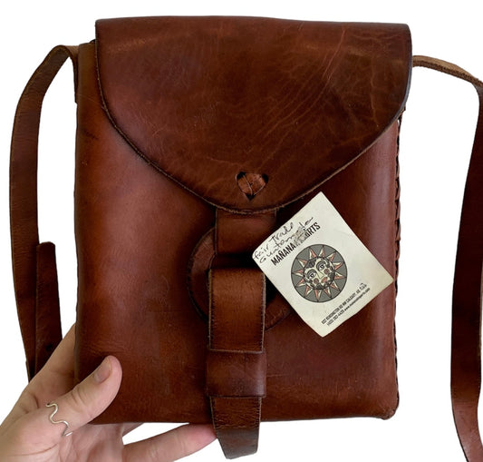 HANDMADE FAIRTRADE COGNAC LEATHER SHOULD BAG PURSE