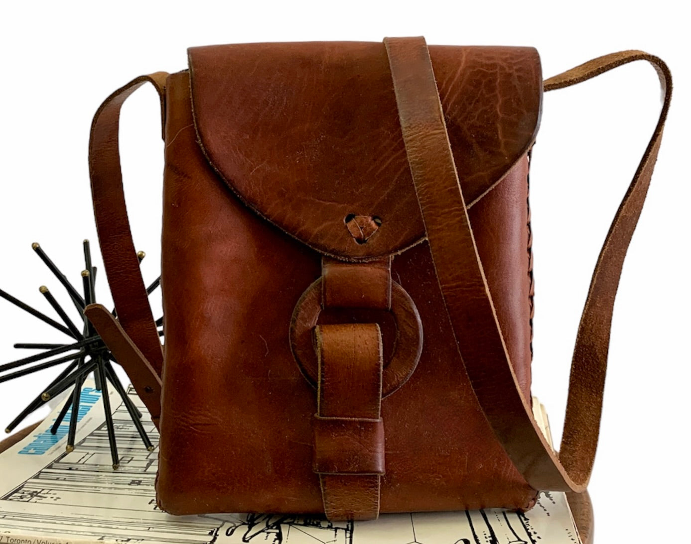 HANDMADE FAIRTRADE COGNAC LEATHER SHOULD BAG PURSE