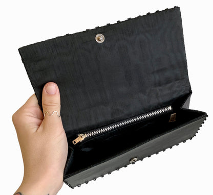 HANDMADE BLACK BEADED & SEQUIN CLUTCH
