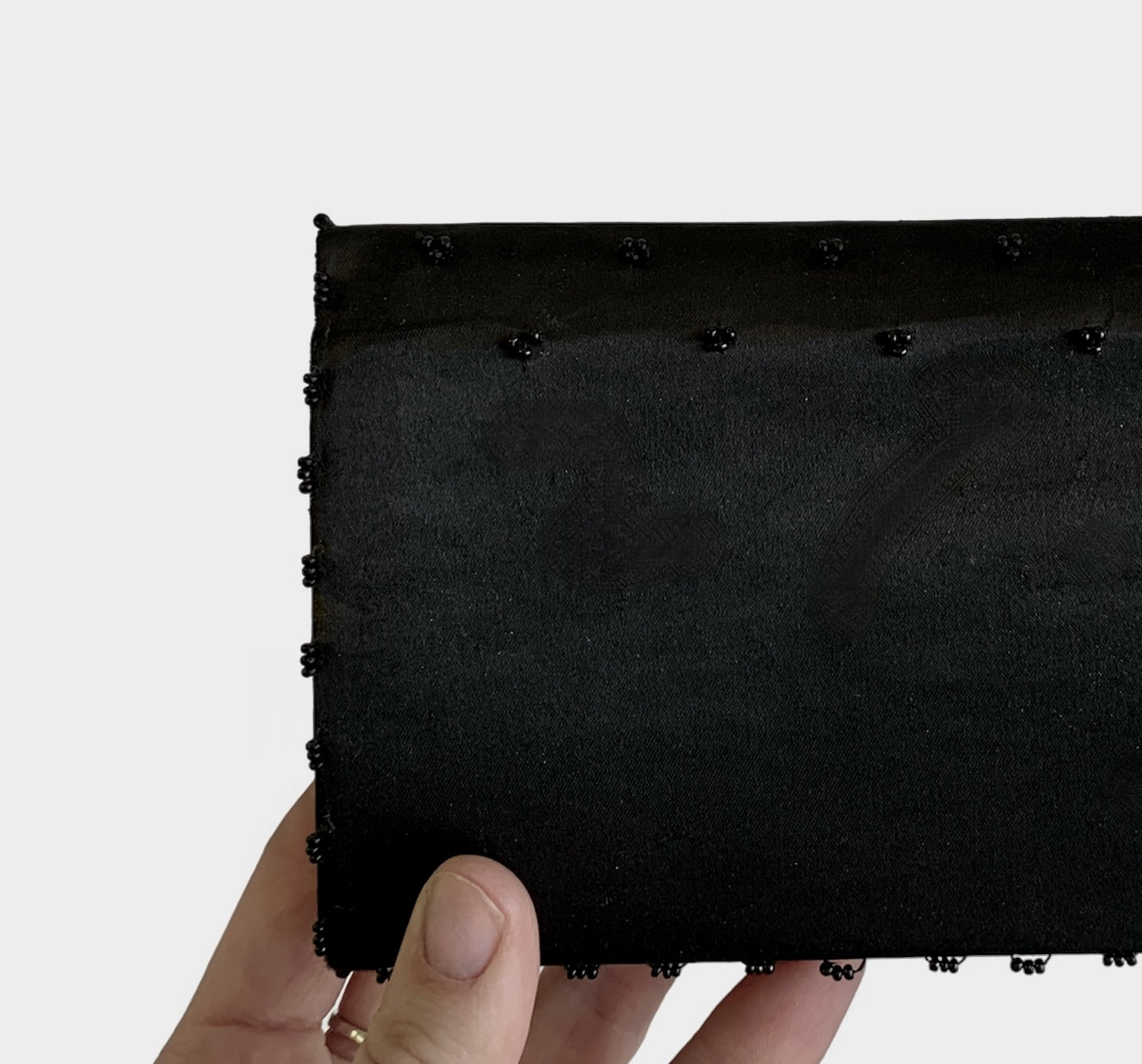 HANDMADE BLACK BEADED & SEQUIN CLUTCH