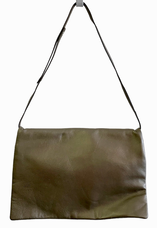 GLOVE LEATHER SOFT OLIVE LEATHER CLUTCH w/ CROSS BODY REMOVABLE SHOULDER STRAP
