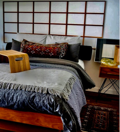 LARGE HANDMADE SOLID TEAK BEVELLED TRELLIS/HEADBOARD/ ART PIECE/FRAME